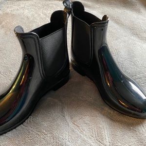Black rain boots
